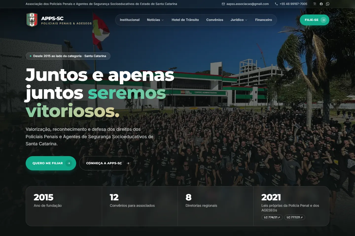 Página inicial do site APPS-SC no computador