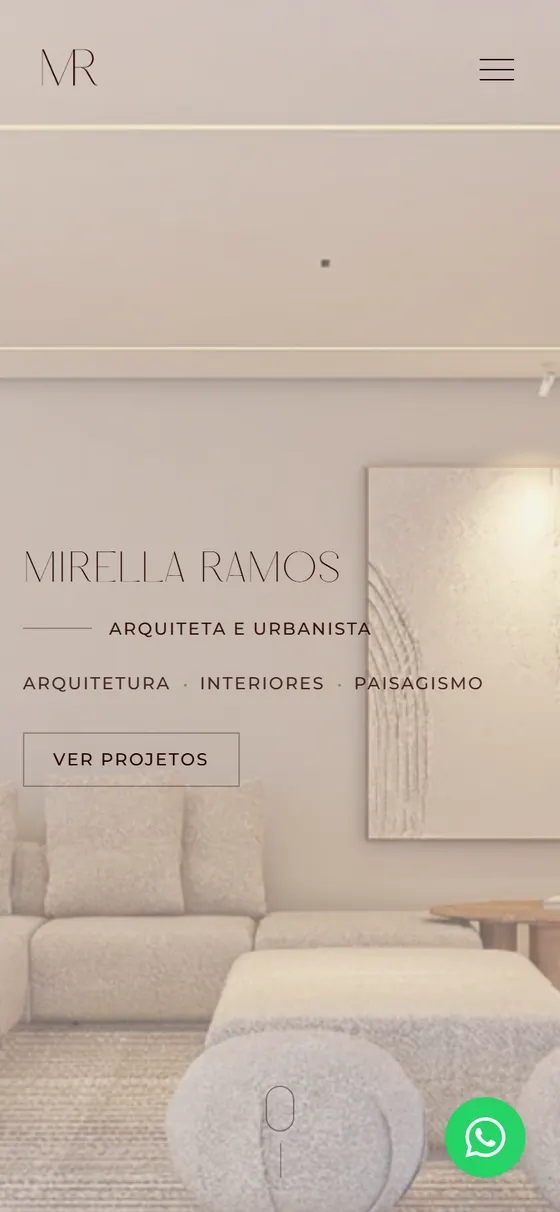Site Mirella Ramos no celular